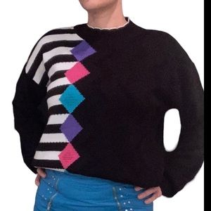 Bay Point Threads vintage color block sweater size Large